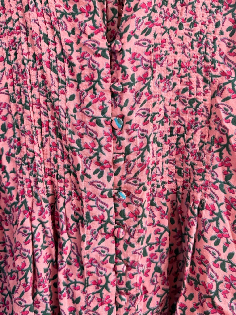 Anthropologie Maeve Sleeveless Pintuck Floral Blouse Pink Boho Top Women's - Picture 4 of 9
